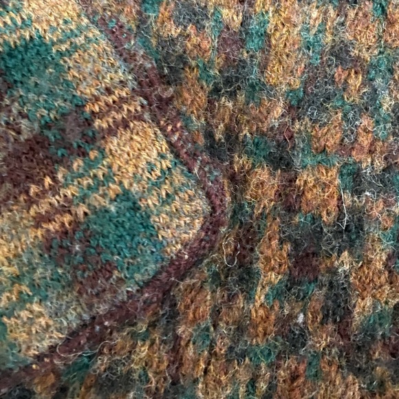 Vintage 80’s Tricots St Raphael Earthy Multi Patchwork Wool Sweater - Picture 6 of 11